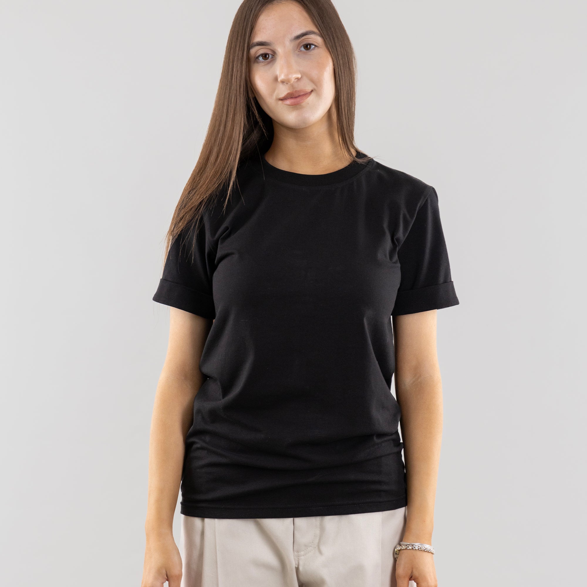 Basic T-shirt with cuffs, T-Shirt for Women