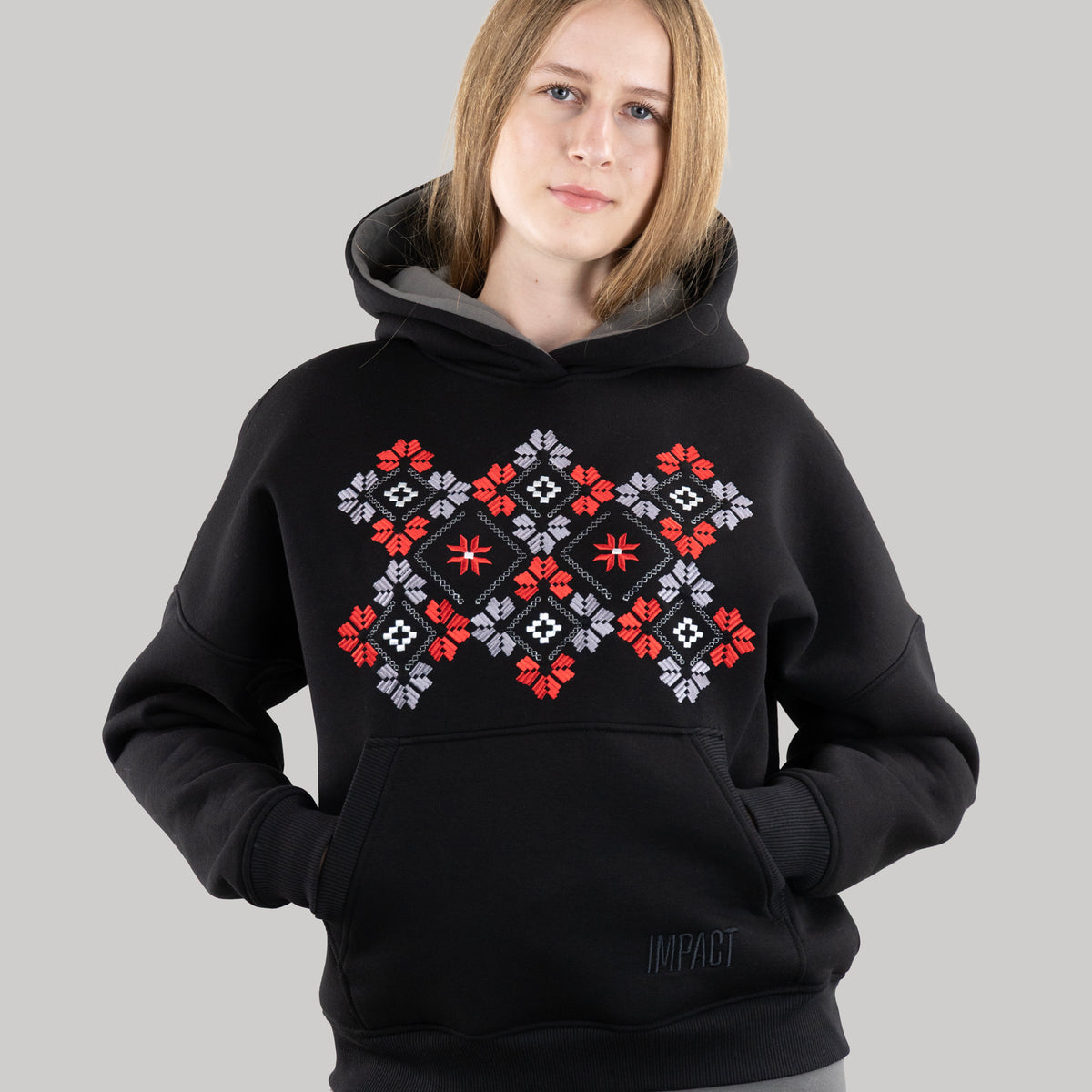 Warm Hoodie "River", Embroidered Hoodie For Men