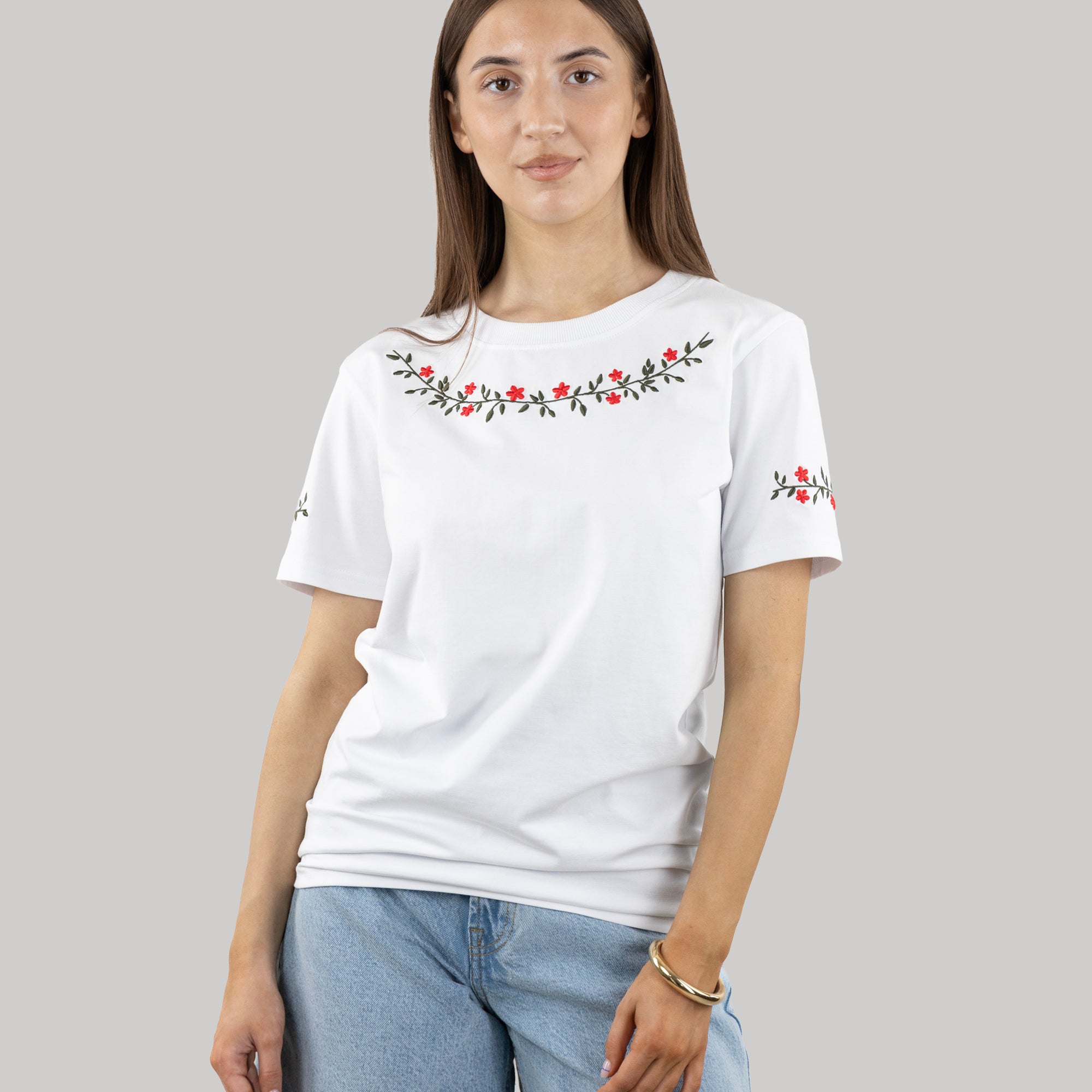 Embroidered T-Shirt "Flowers", T-Shirt For Women