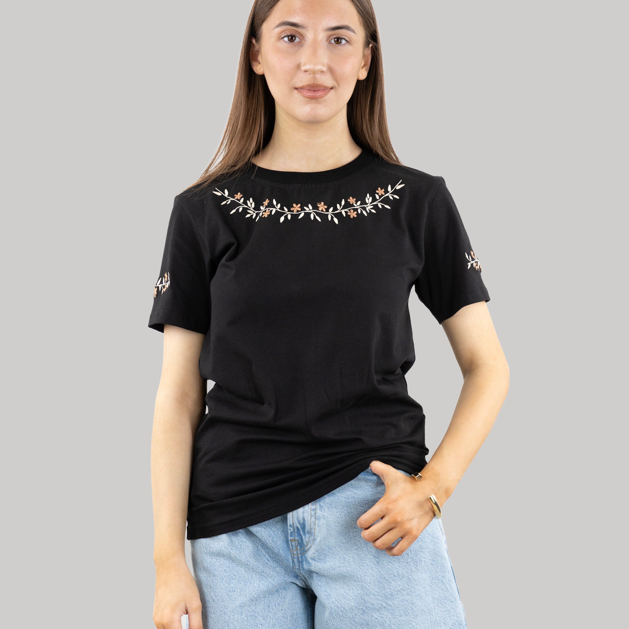 Embroidered T-Shirt "Flowers", T-Shirt For Women