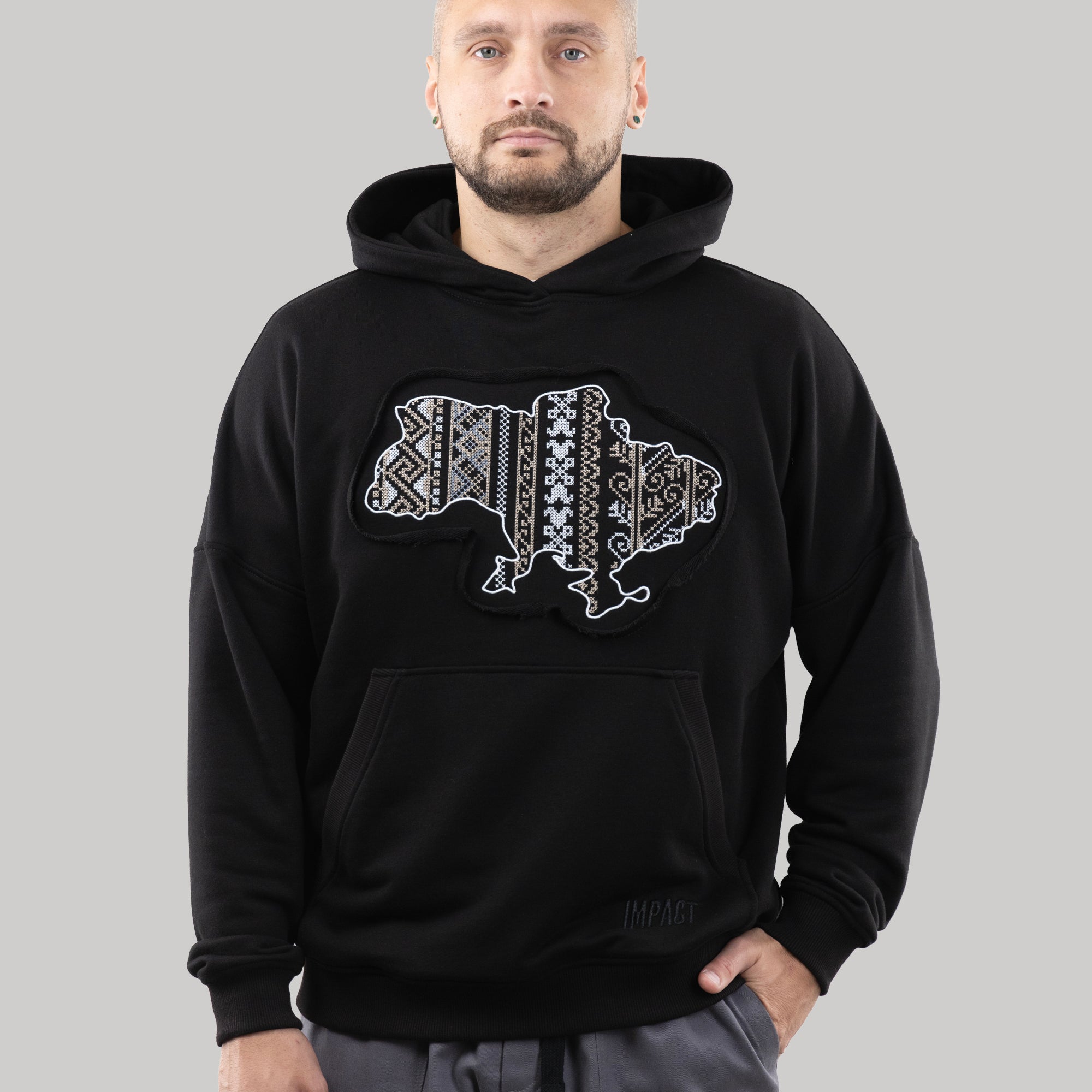Hoodie "Map", Casual Hoodie Ukrainian Vyshyvanka Style For Men