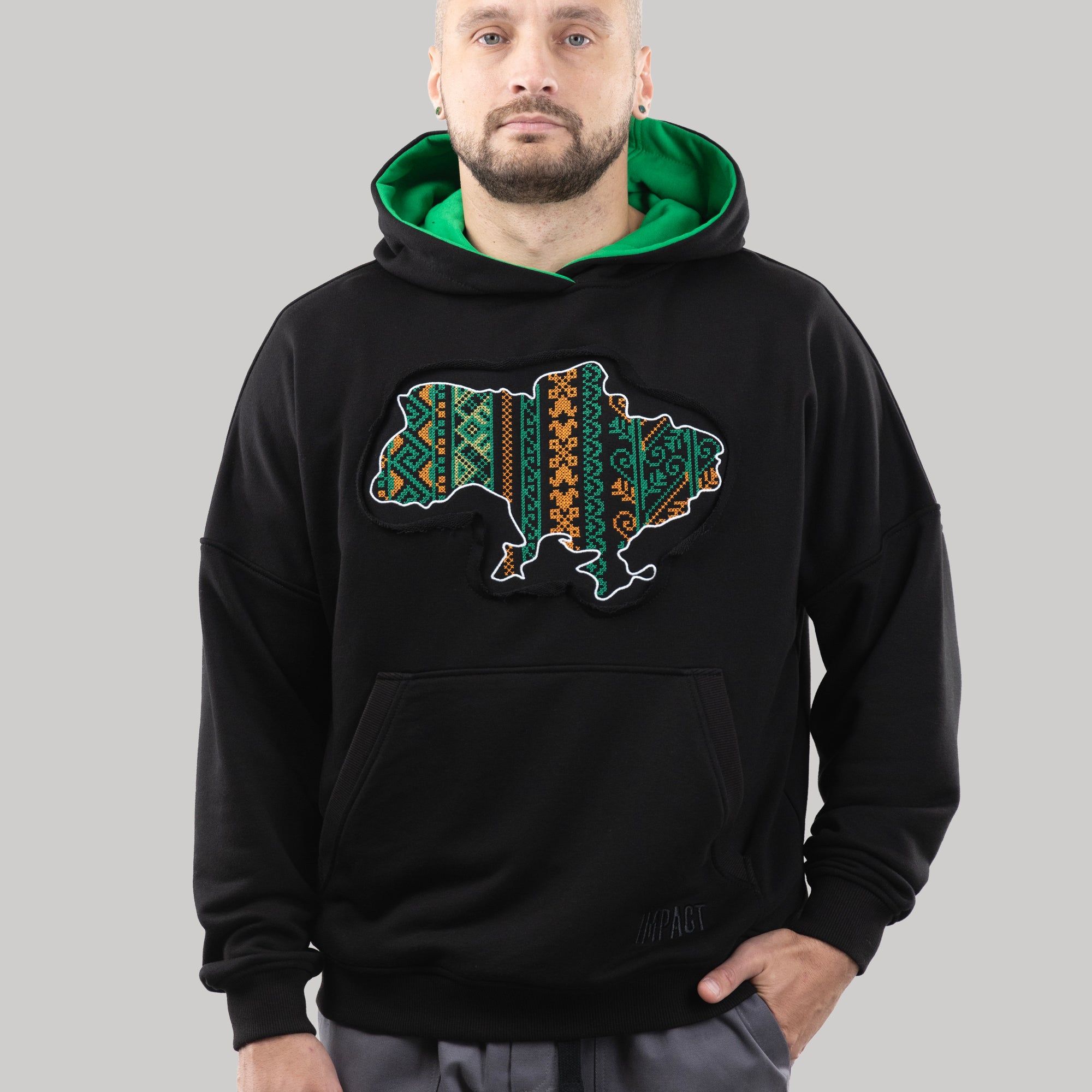 Hoodie "Map", Casual Hoodie Ukrainian Vyshyvanka Style For Men