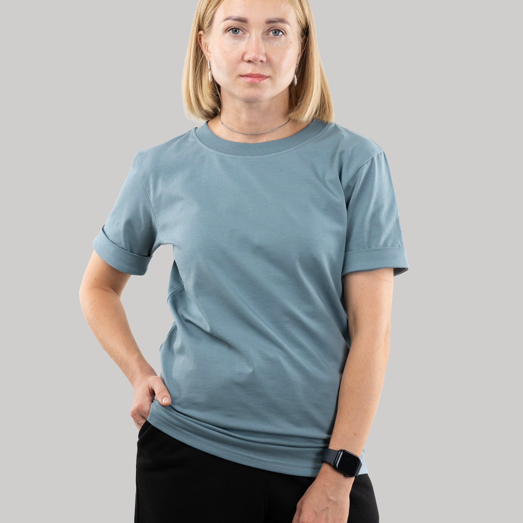 Basic T-shirt with cuffs, T-Shirt for Women