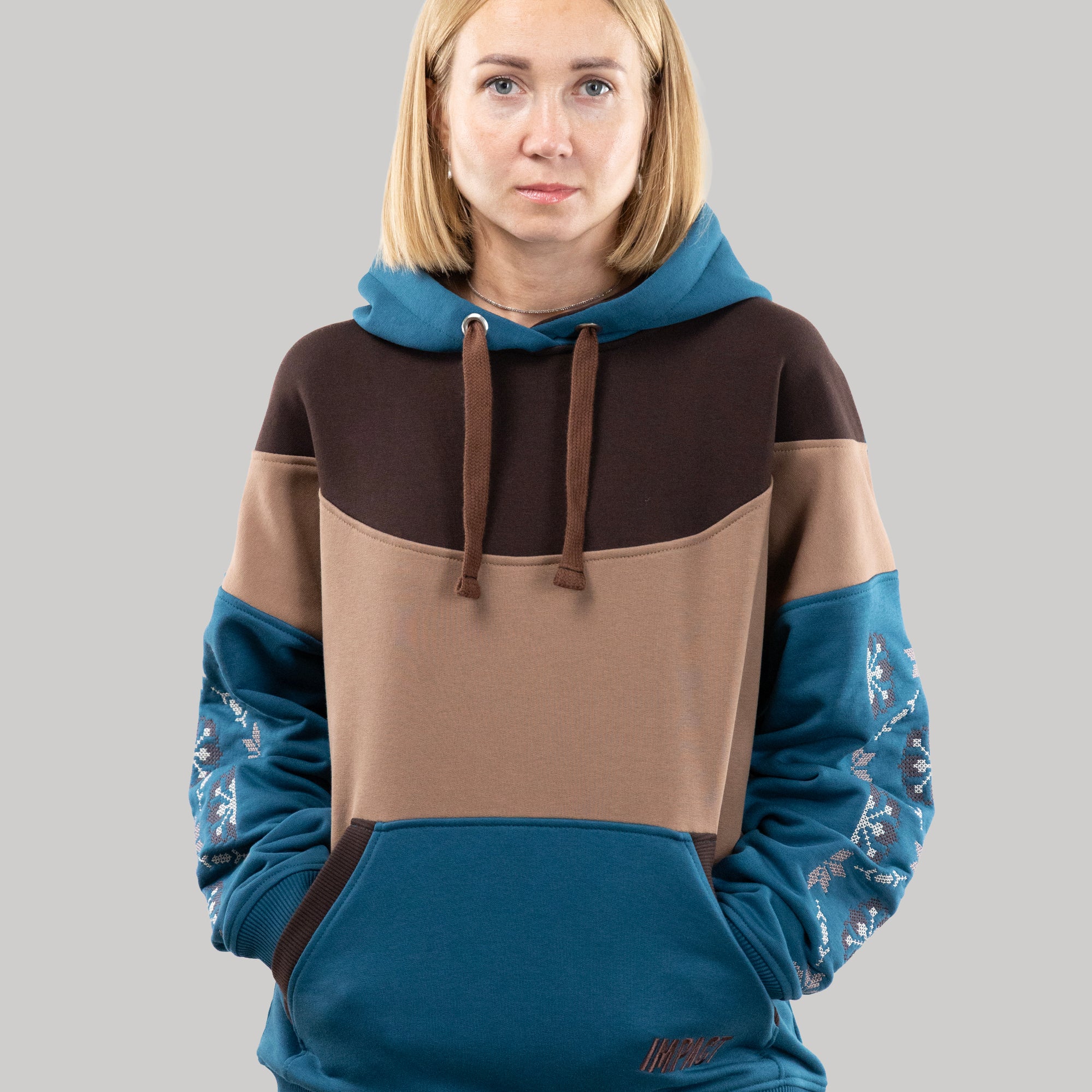 Hoodie "Dnipro", Casual Hoodie With Ukrainian Embroidery For Women