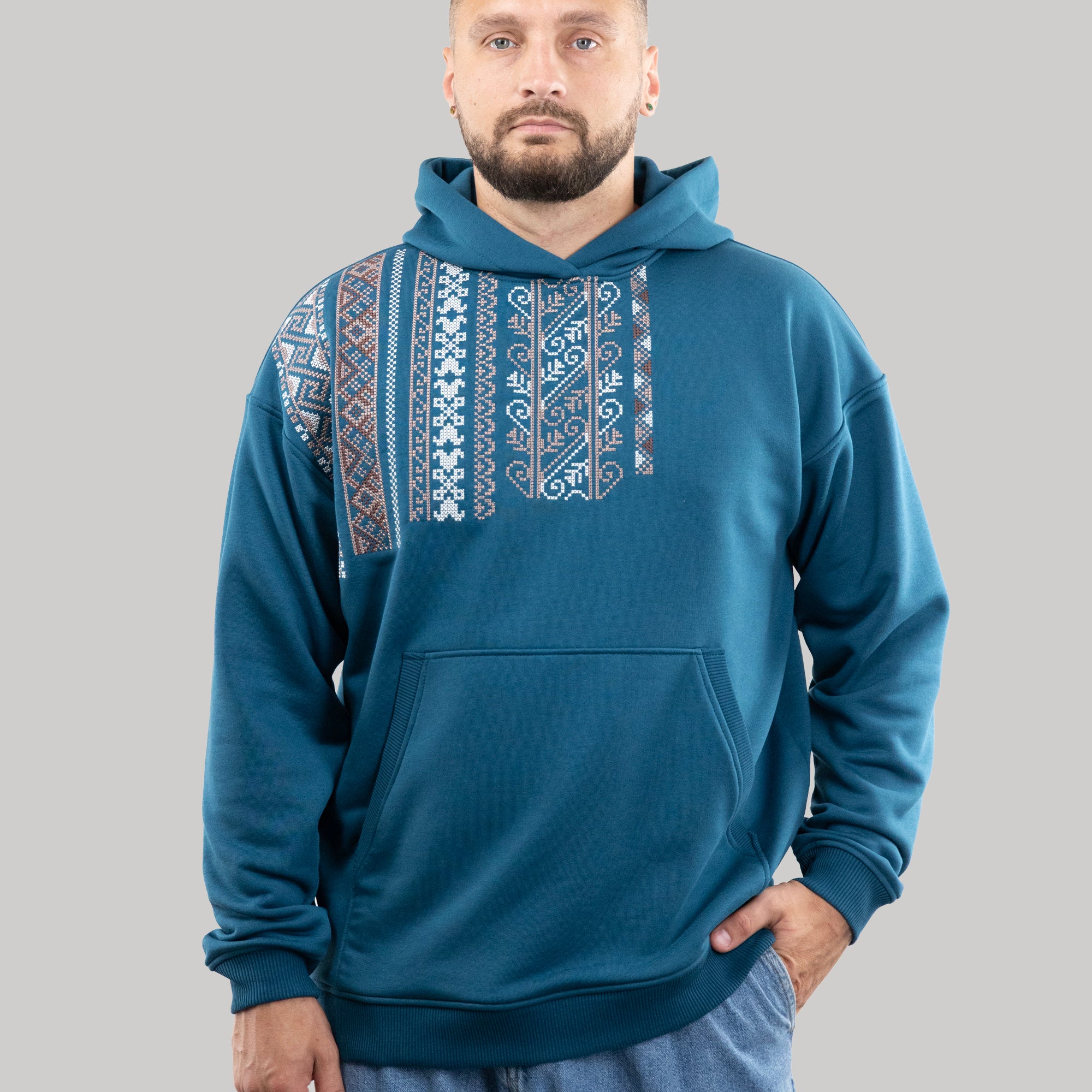 Hoodie "Vyshyvanka", Casual Hoodie With Ukrainian Embroidery For Men