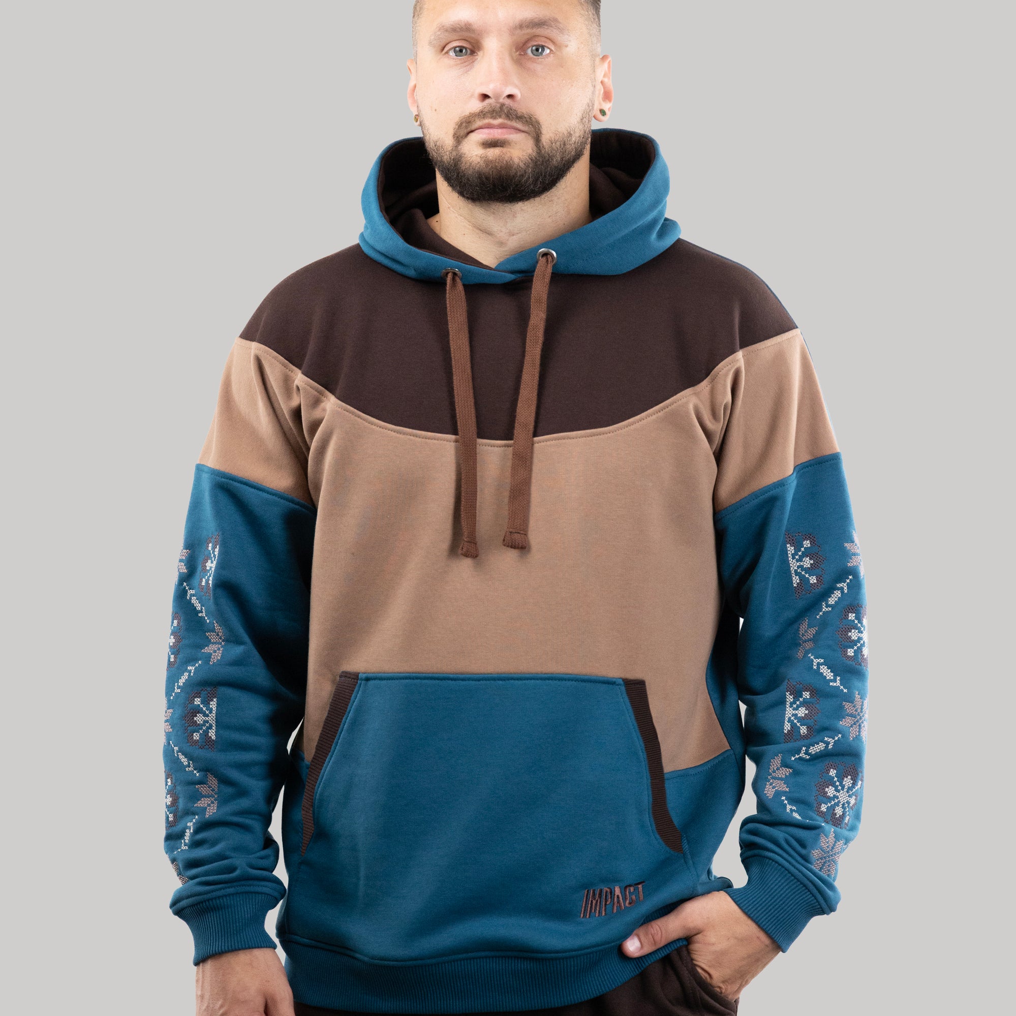 Hoodie "Dnipro", Casual Hoodie With Ukrainian Embroidery For Men