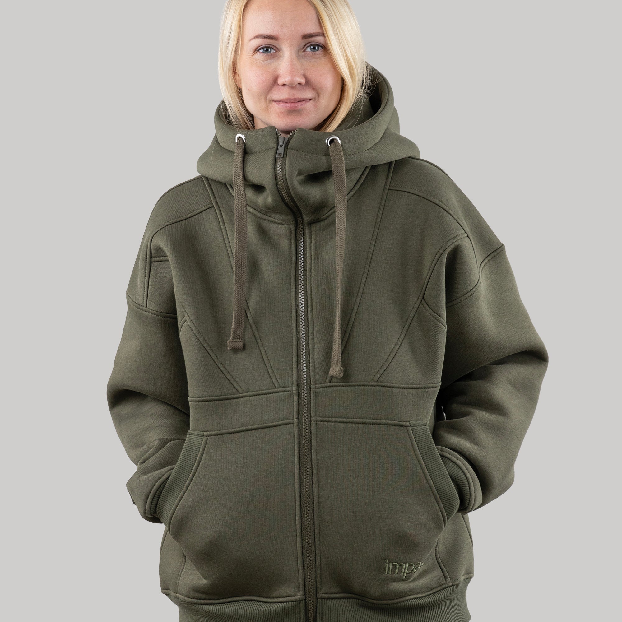 Hoodie "Introvert", warm casual zip-up hoodie for women