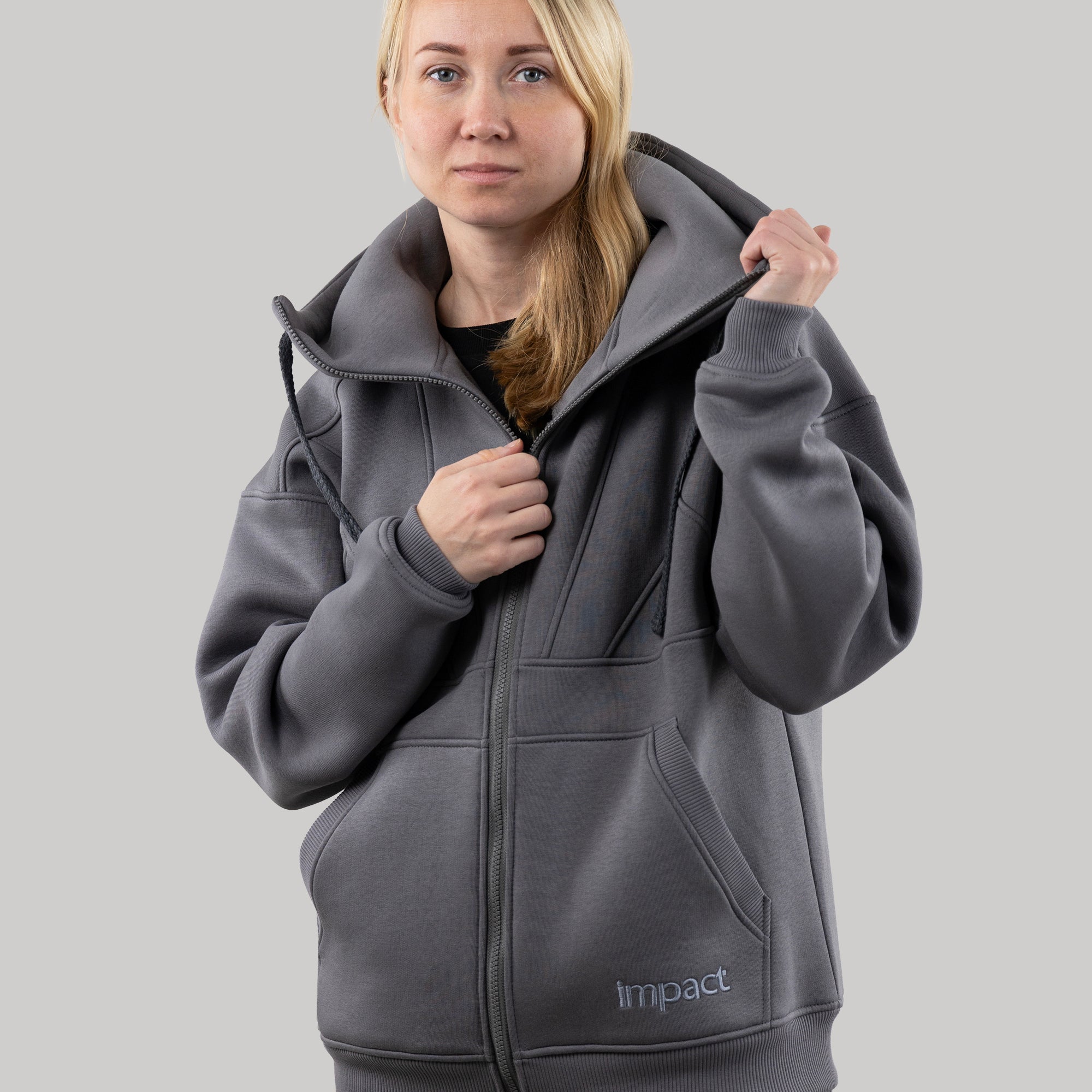 Hoodie "Introvert", warm casual zip-up hoodie for women
