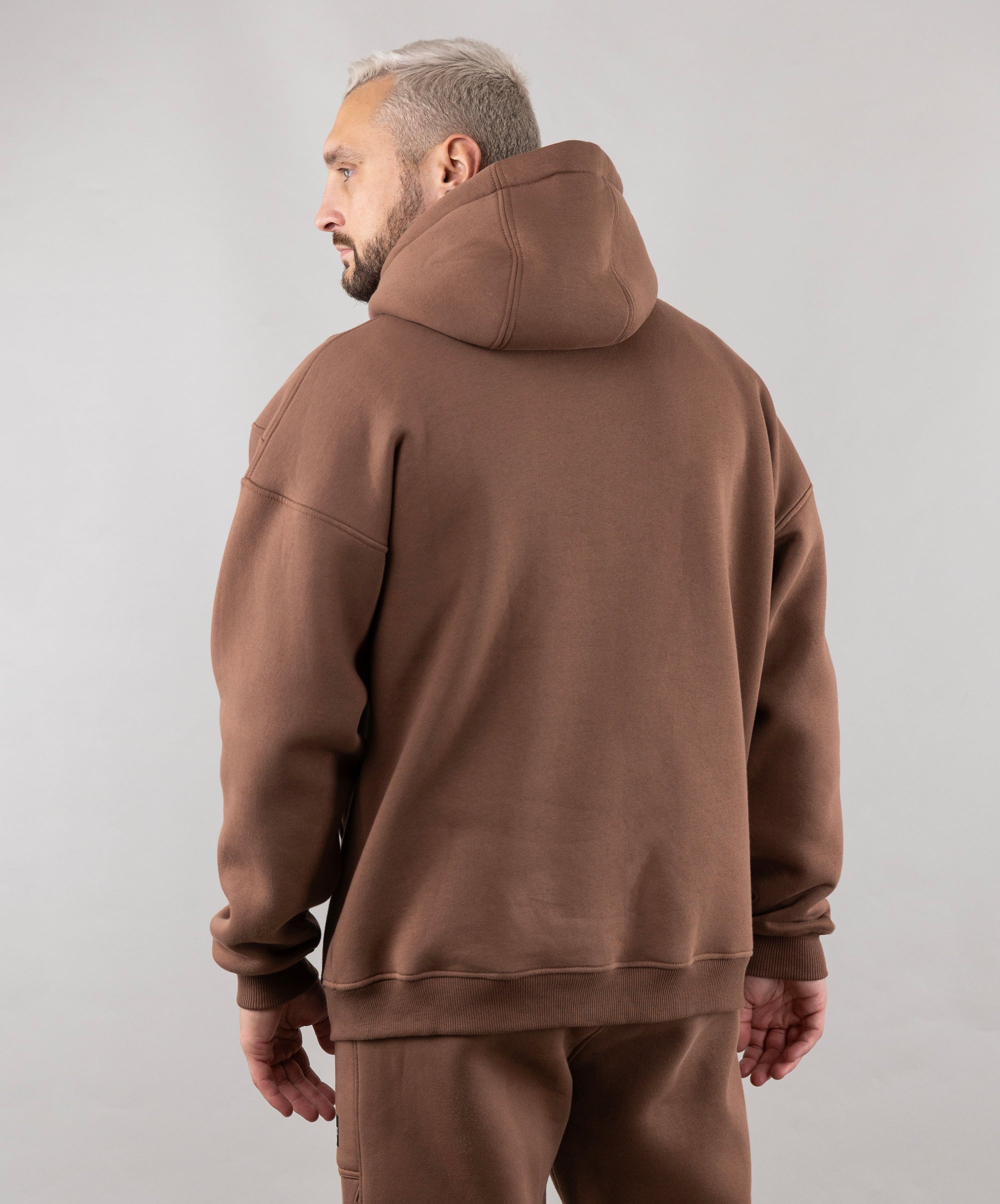 Warm Oversize Hoodie "Introvert". Brown. Hoodie. Man