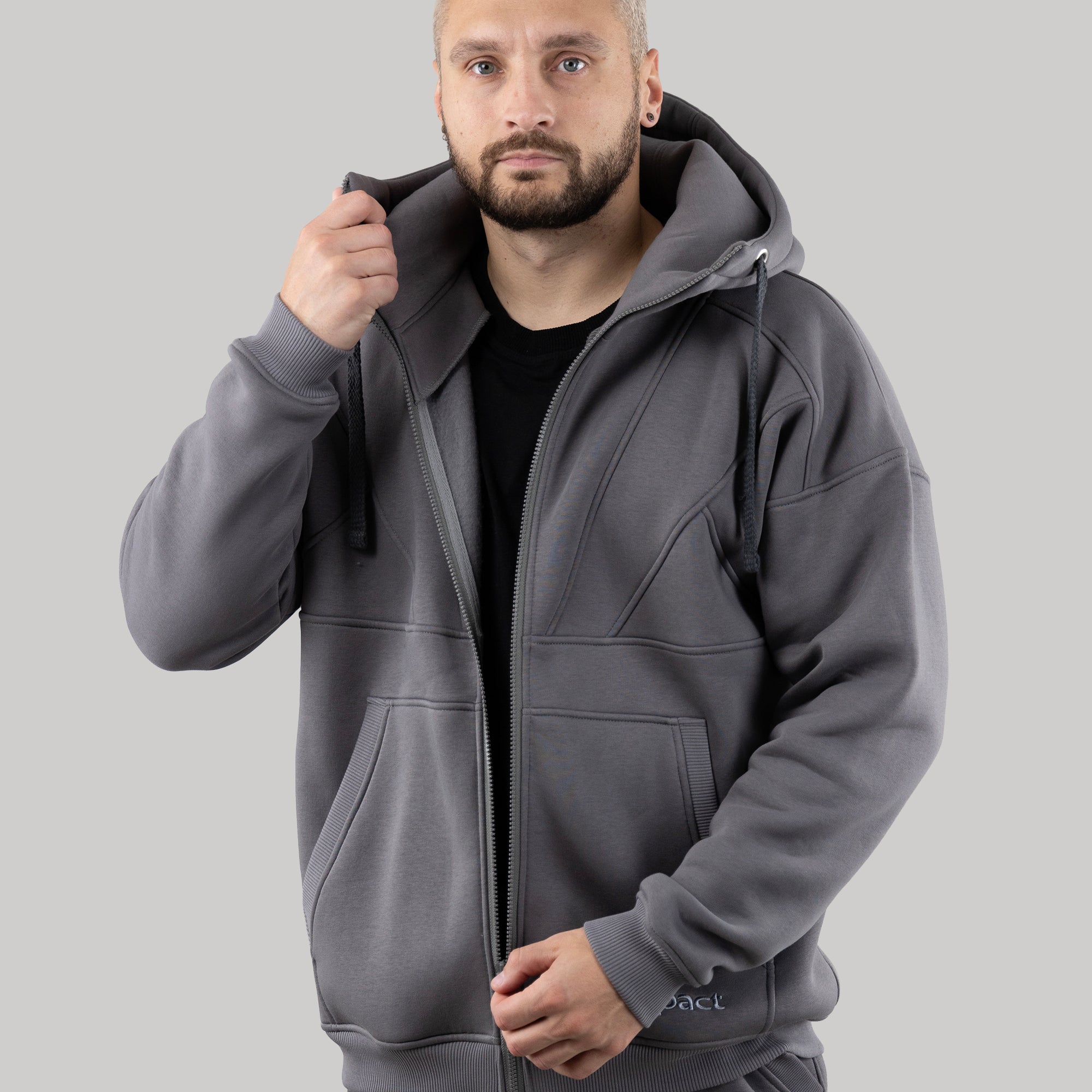 Hoodie "Introvert", warm casual zip-up hoodie