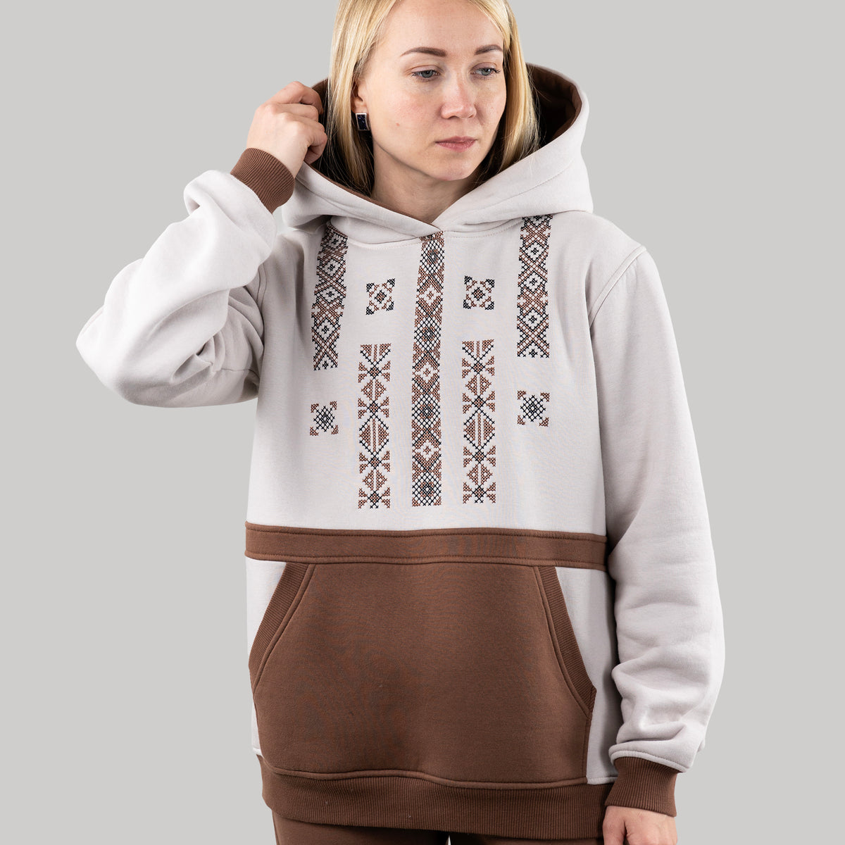 Hoodie "Folk", warm casual hoodie Ukrainian vyshyvanka style for women