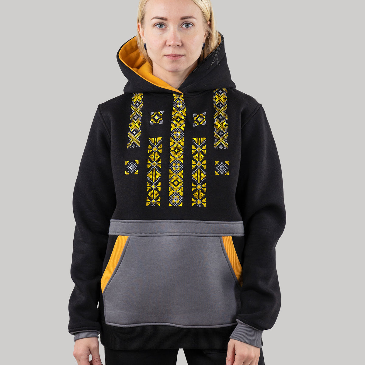 Hoodie "Folk", warm casual hoodie Ukrainian vyshyvanka style for women