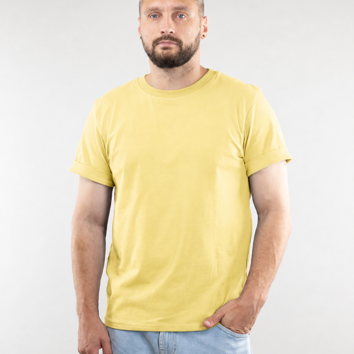 Basic T-shirt with cuffs, T-Shirt for Men