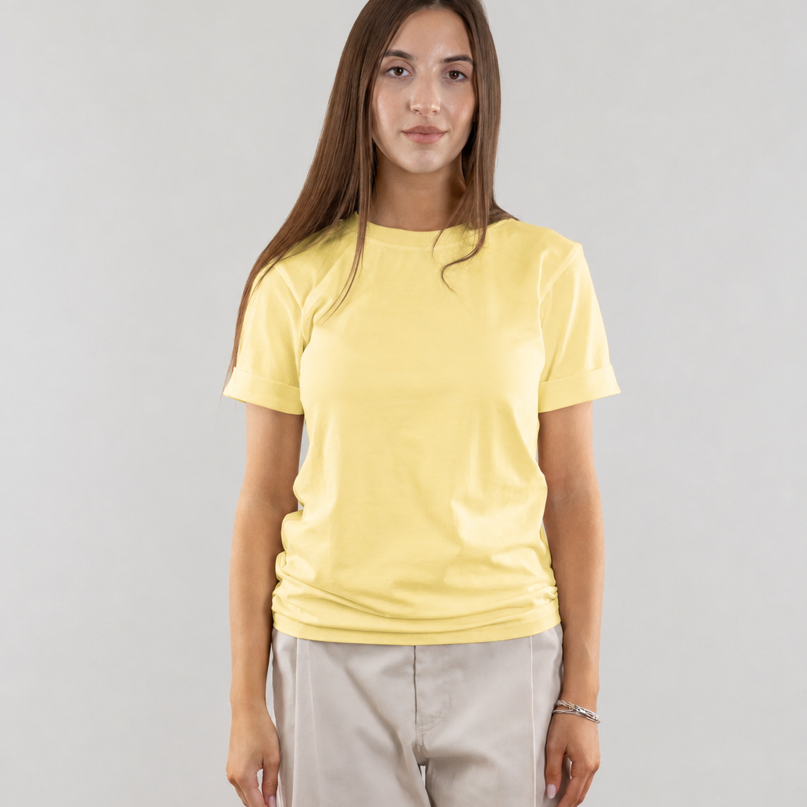 Basic T-shirt with cuffs, T-Shirt for Women
