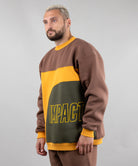 Sweatshirt "Echo", oversized casual unisex sweatshirt with embroidery. Brown/yellow/khaki