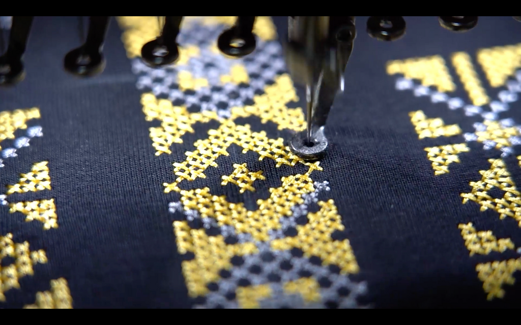 Process of Creating a yellow embroidery