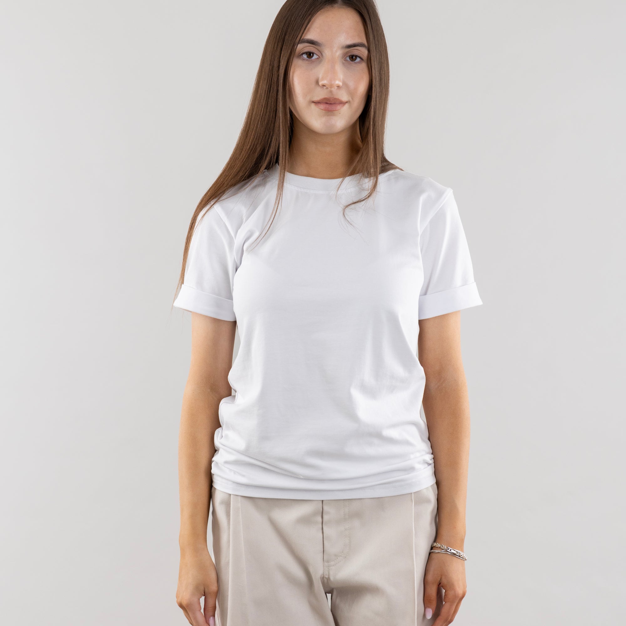 Basic T-shirt with cuffs, T-Shirt for Women