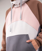Hoodie "Umka", warm oversize hoodie. Pink/Cream/Brown. Man in front