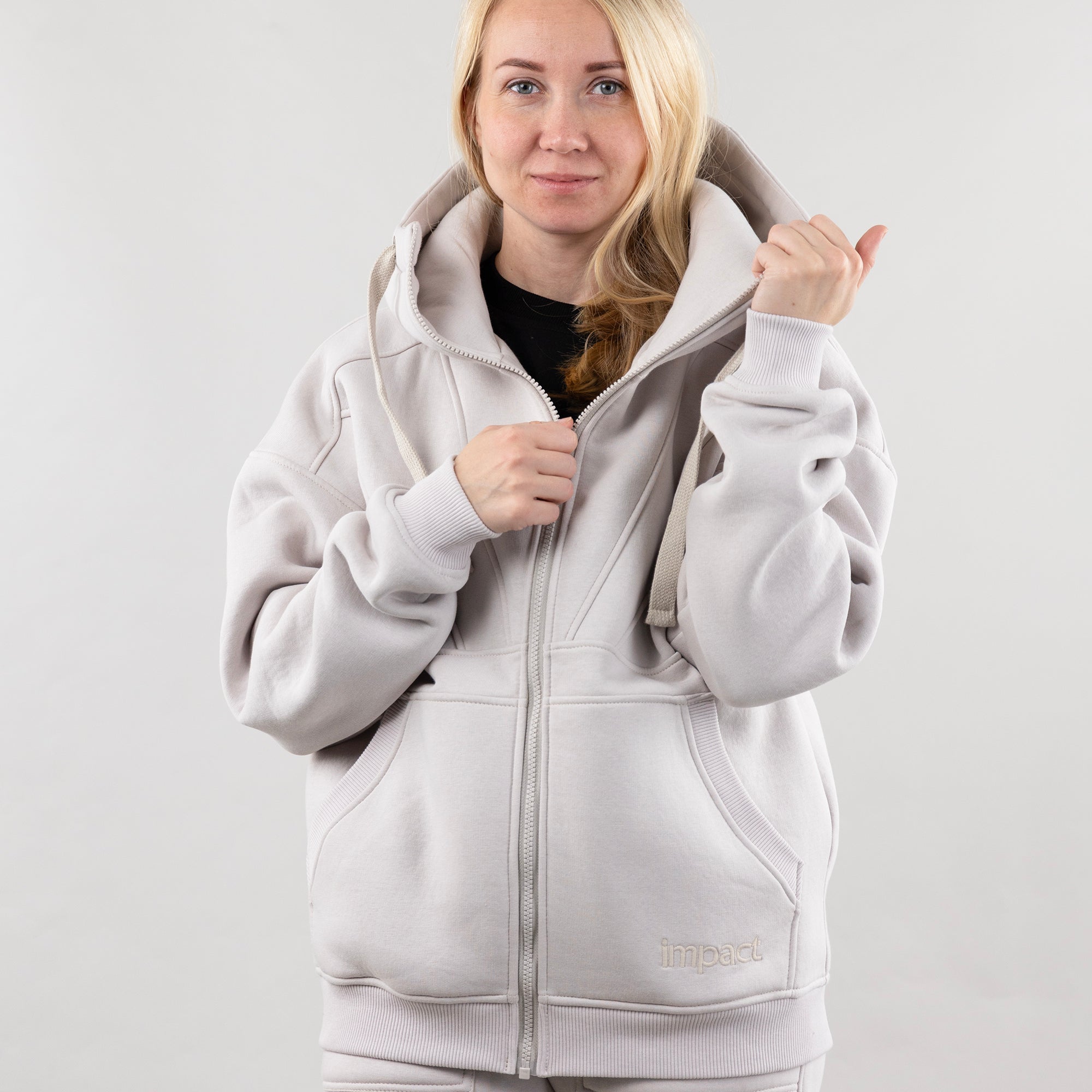 Hoodie "Introvert", warm casual zip-up hoodie for women