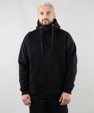 Warm Oversize Hoodie "Introvert". Black color. Man