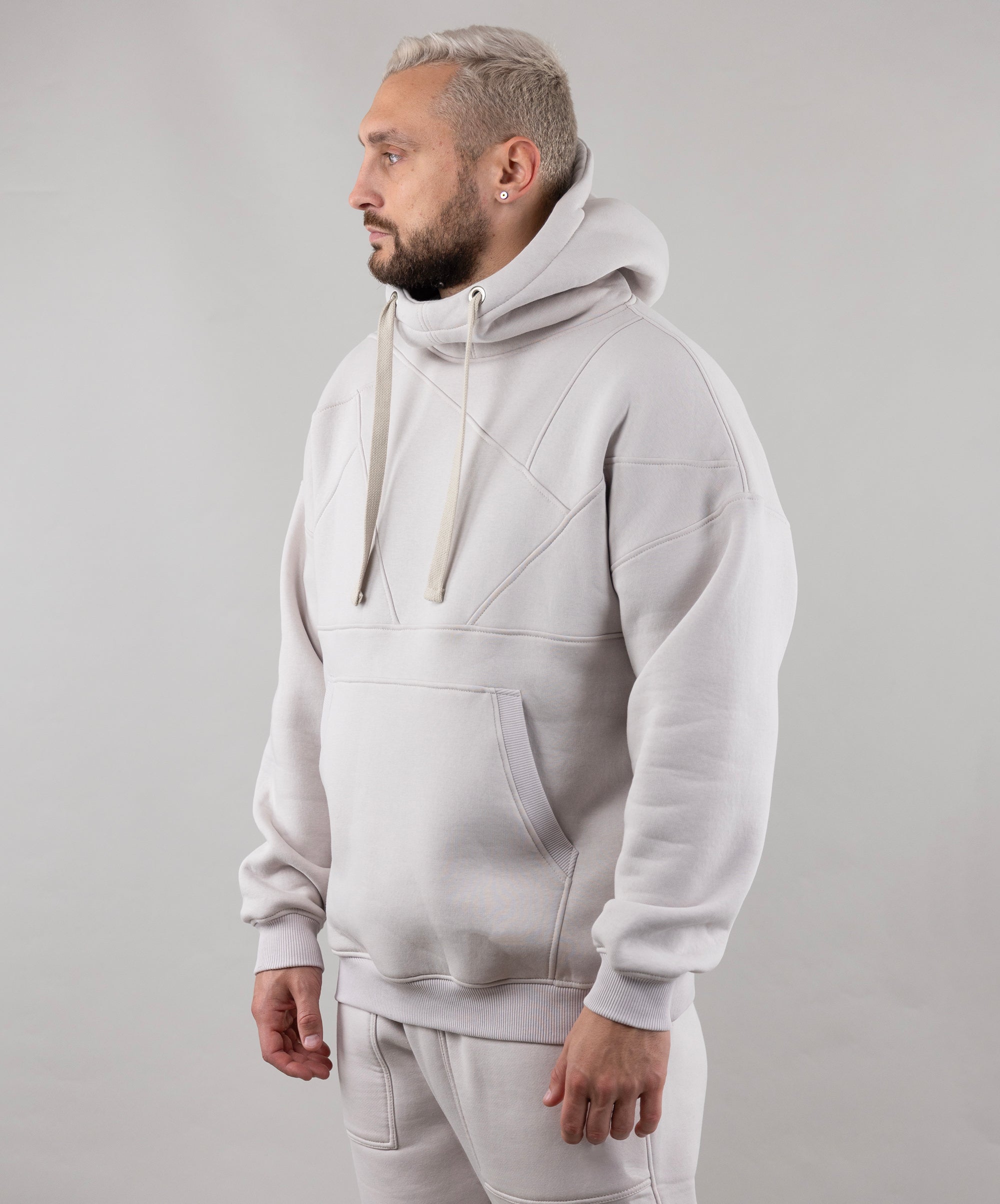 Warm Oversize Hoodie "Introvert".Ivory Man 