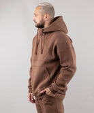 Warm Oversize Hoodie "Introvert". Man. Brown color