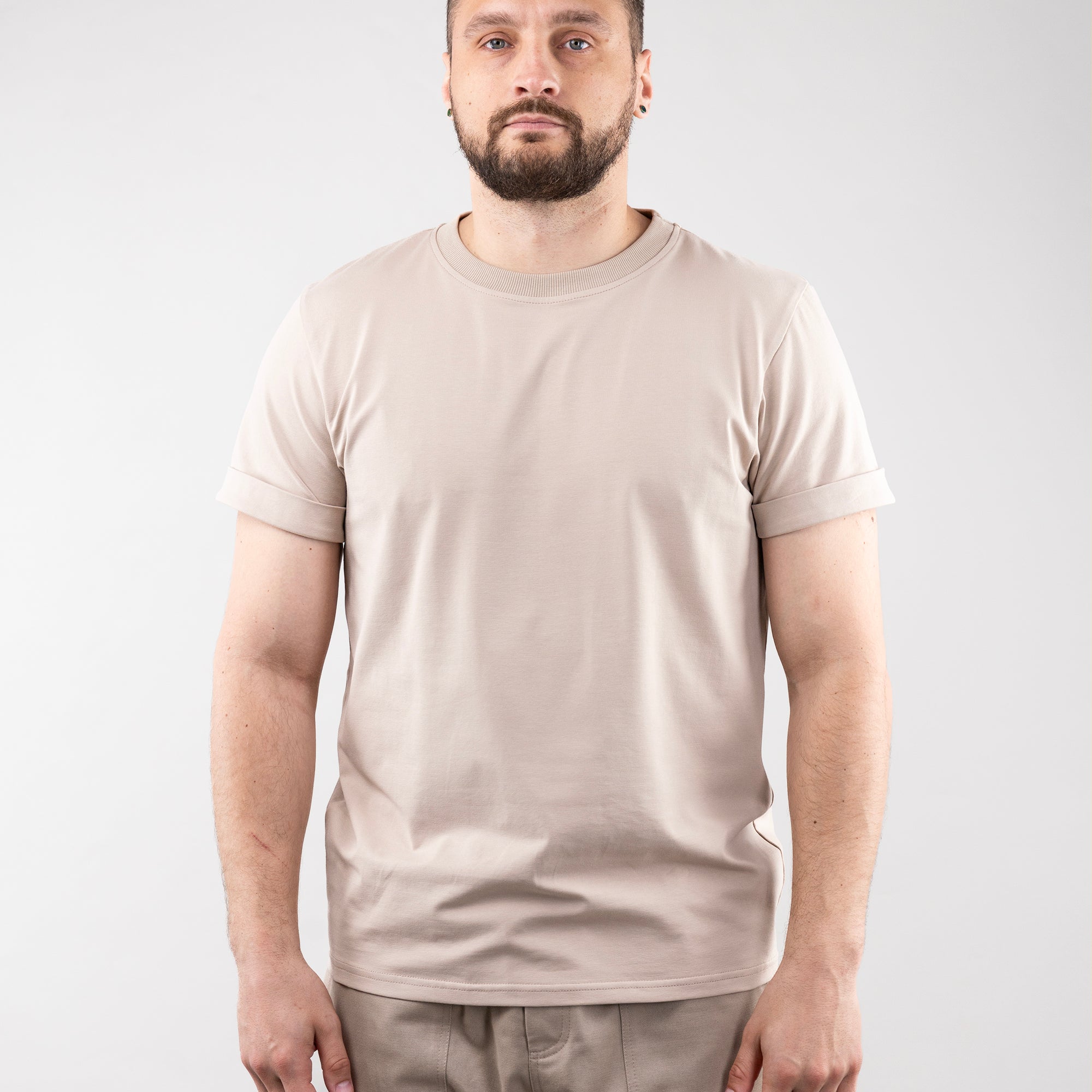 Basic T-shirt with cuffs, T-Shirt for Men