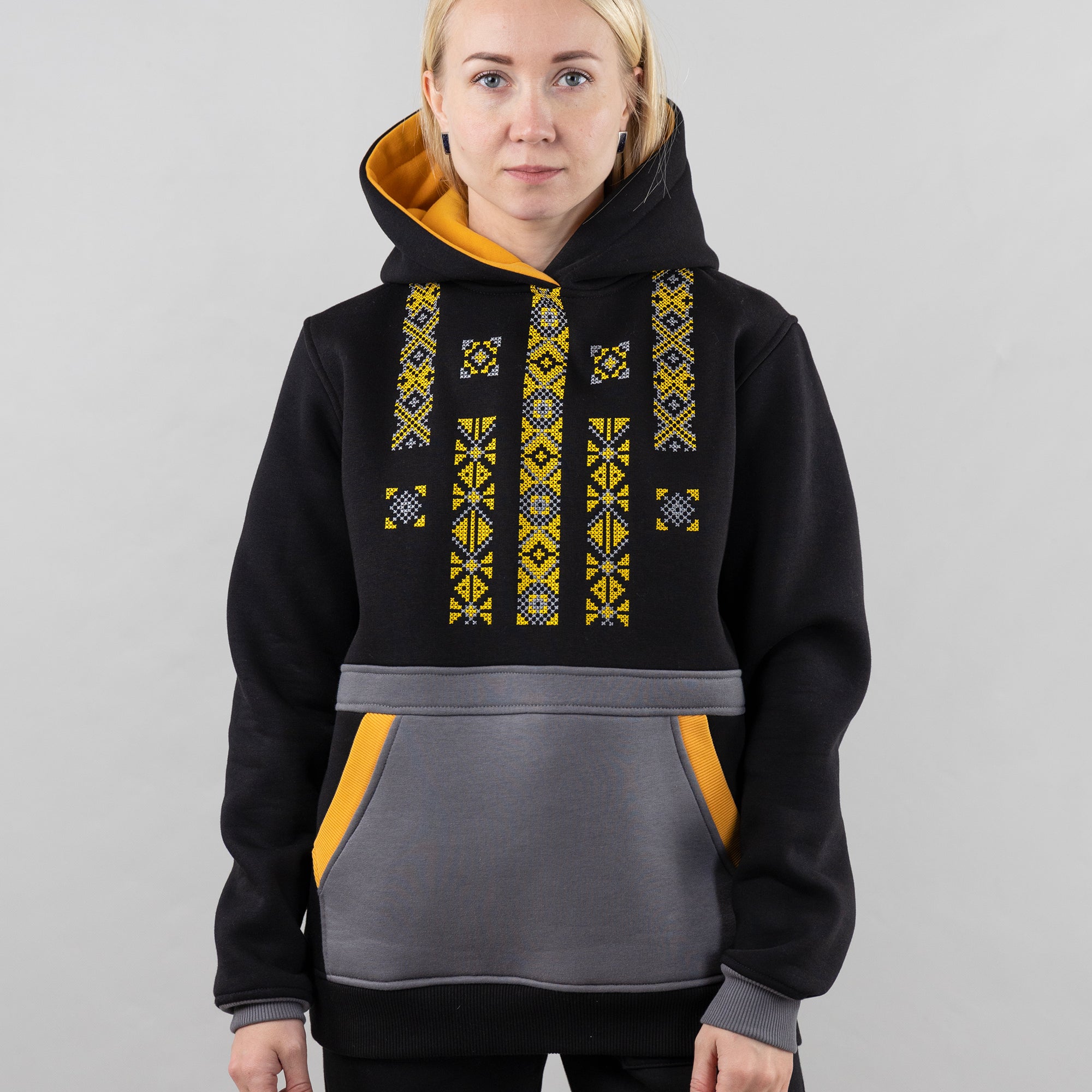 Hoodie "Folk", warm casual hoodie Ukrainian vyshyvanka style for women