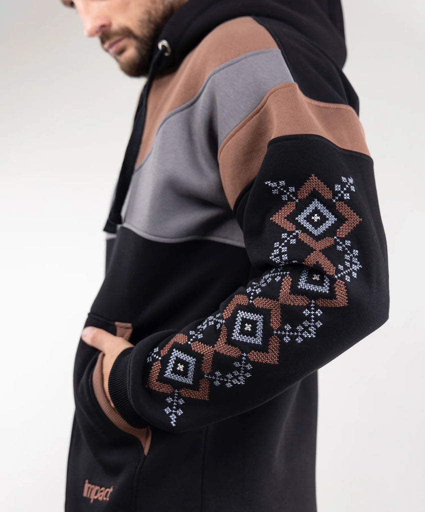 Stylish and Warm Zip-up hoodie “Sunrise”, Ukrainian vyshyvanka style
