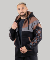 Zip-up hoodie “Sunrise”, Ukrainian vyshyvanka style hoodie for men