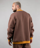 Brown/yellow/khaki. Sweatshirt "Echo", oversized casual unisex sweatshirt with embroidery.